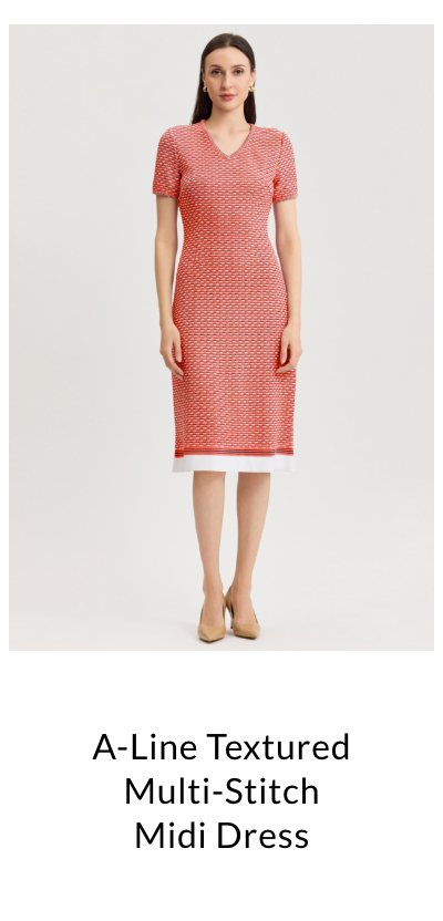 A-Line Textured Multi-Stitch Midi Dress