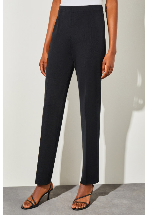 Straight Leg Knit Pant, Black