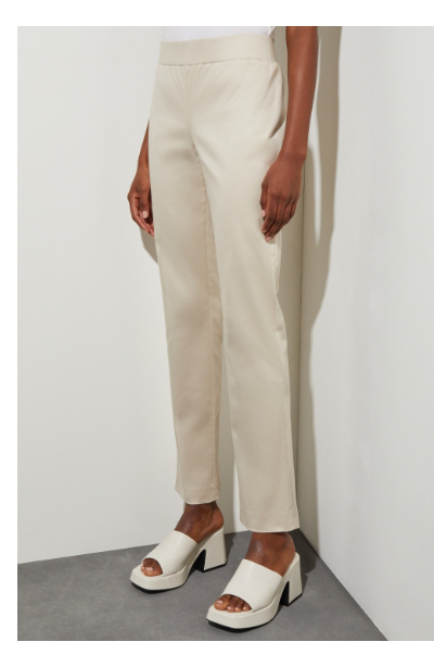 Pull-On Straight Leg Pant - Cotton Tencel, Almond Beige