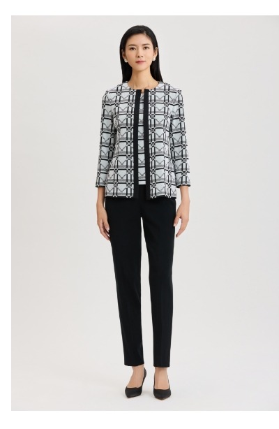 Heritage Monochrome Geometric Knit Jacket