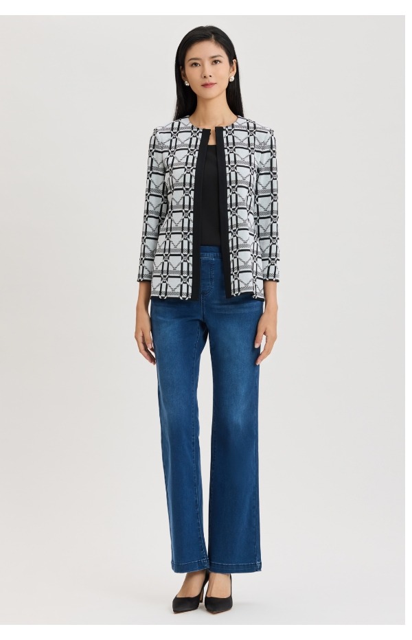 Heritage Monochrome Geometric Knit Jacket