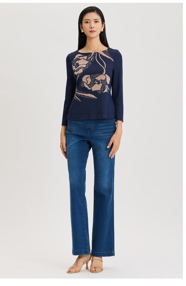 Floral Jacquard Soft Knit Top