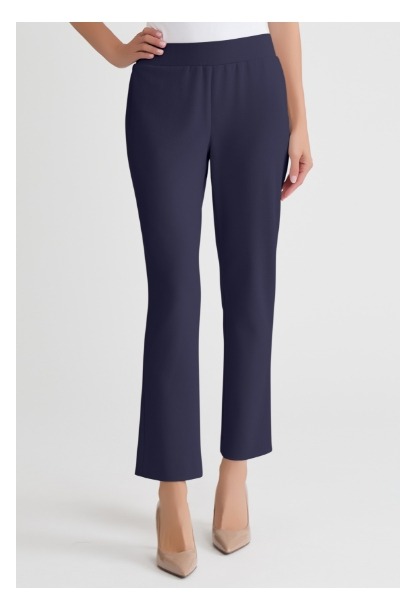 Stretch Deco Crepe Straight-Leg Pants, Indigo