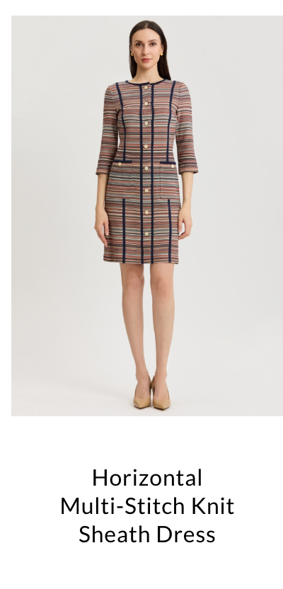 Horizontal Multi-Stitch Knit Sheath Dress