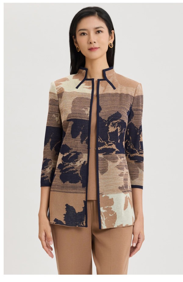 Floral Jacquard Ombre Knit Jacket