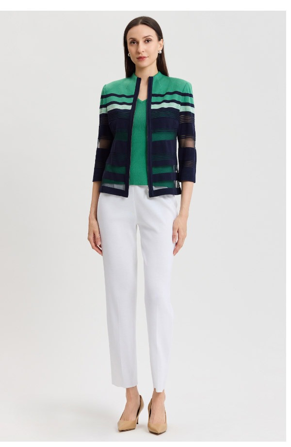 Heritage Zip-Front Sheer Knit Jacket