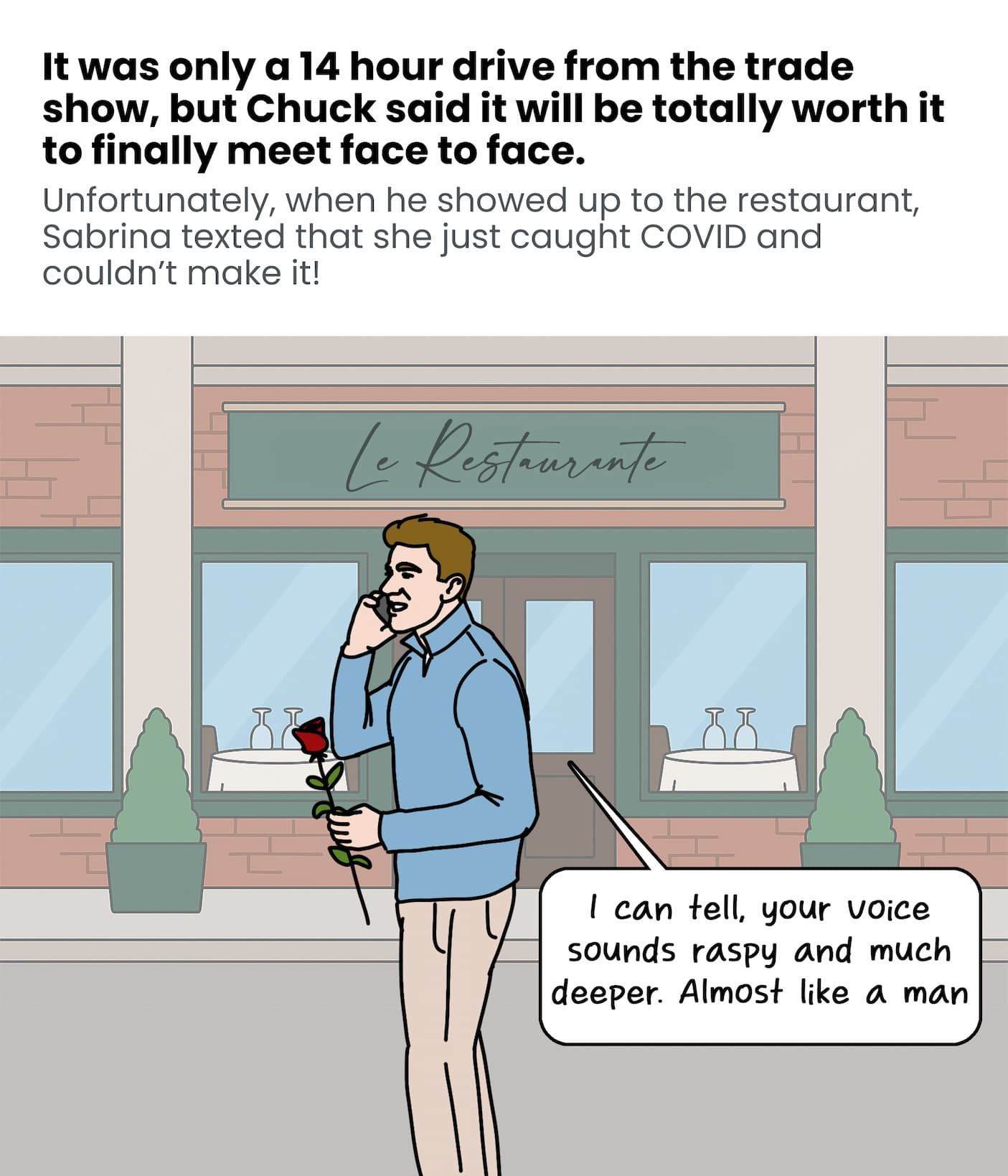 It was only a 14 hour drive from the trade show, but Chuck said it will be totally worth it to finally meet face to face.