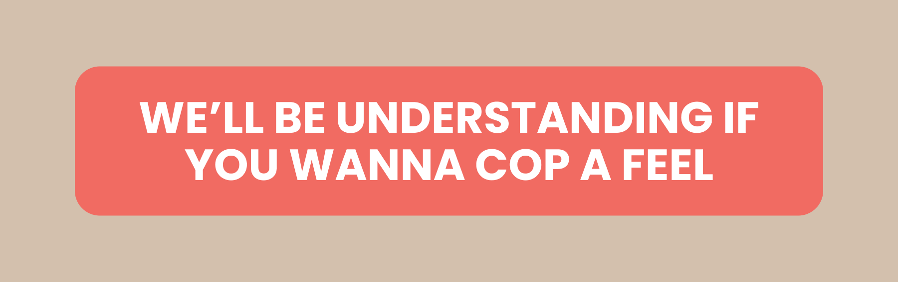 WE'LL BE UNDERSTANDING IF YOU WANNA COP A FEEL