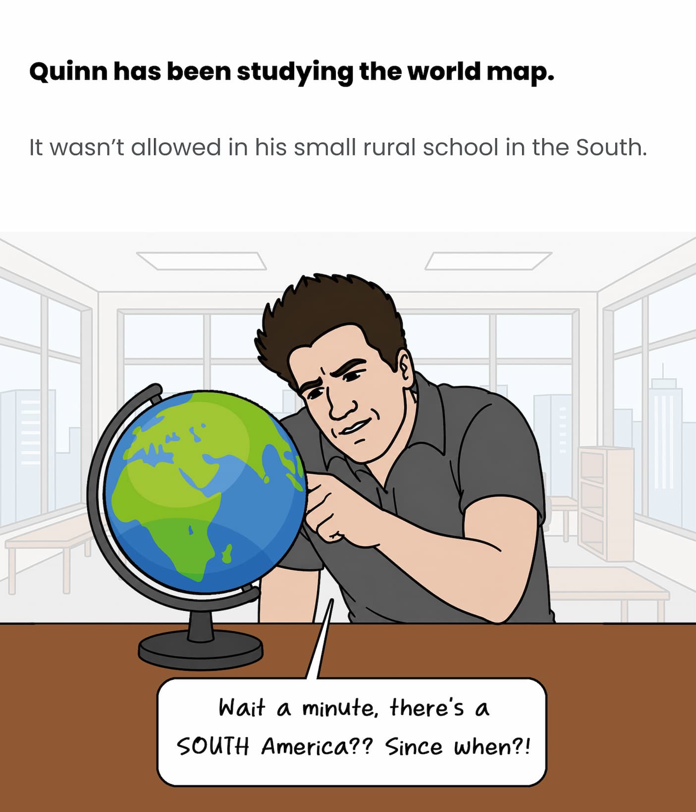 Quinn has been studying the map