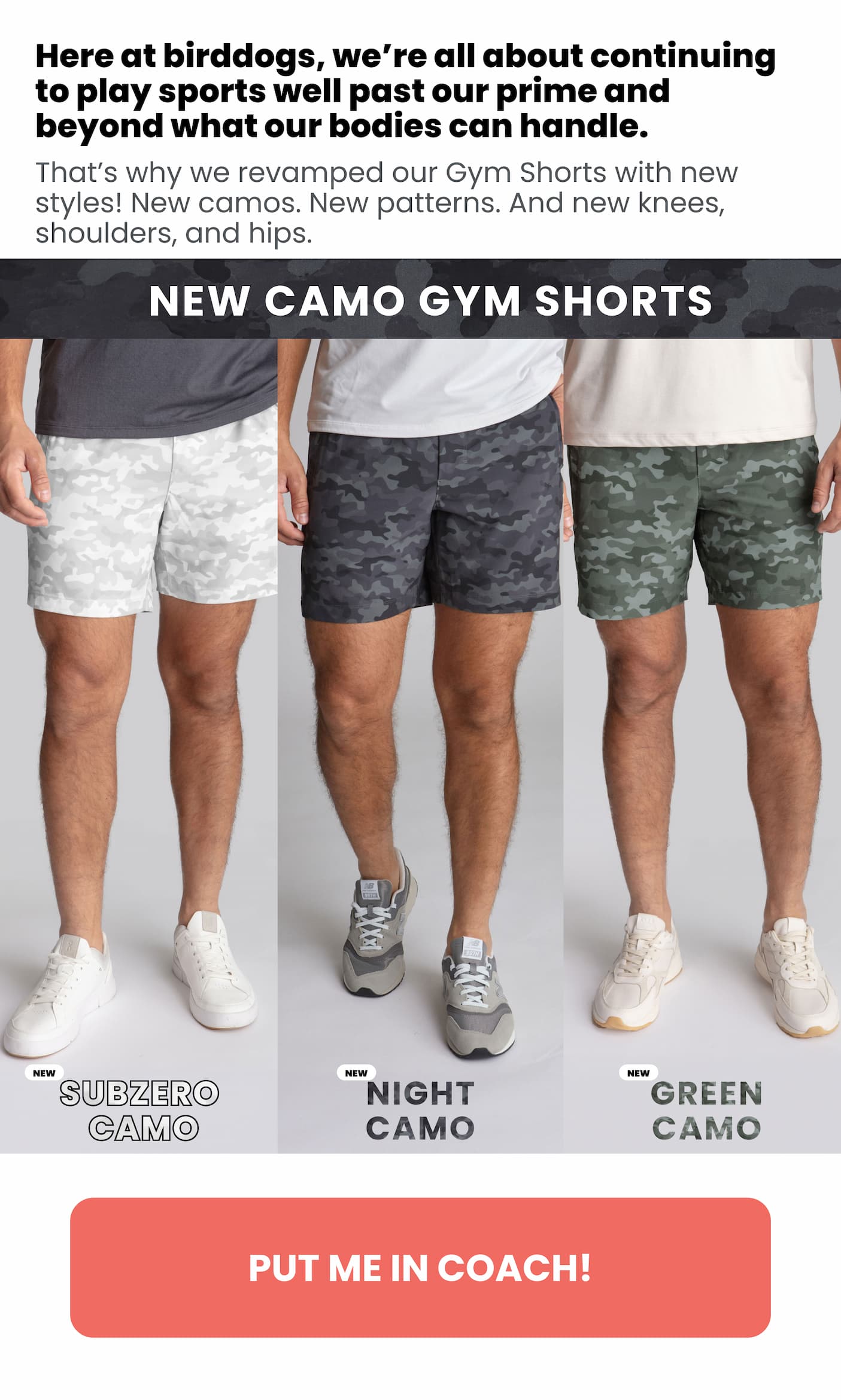 New camo gym shorts