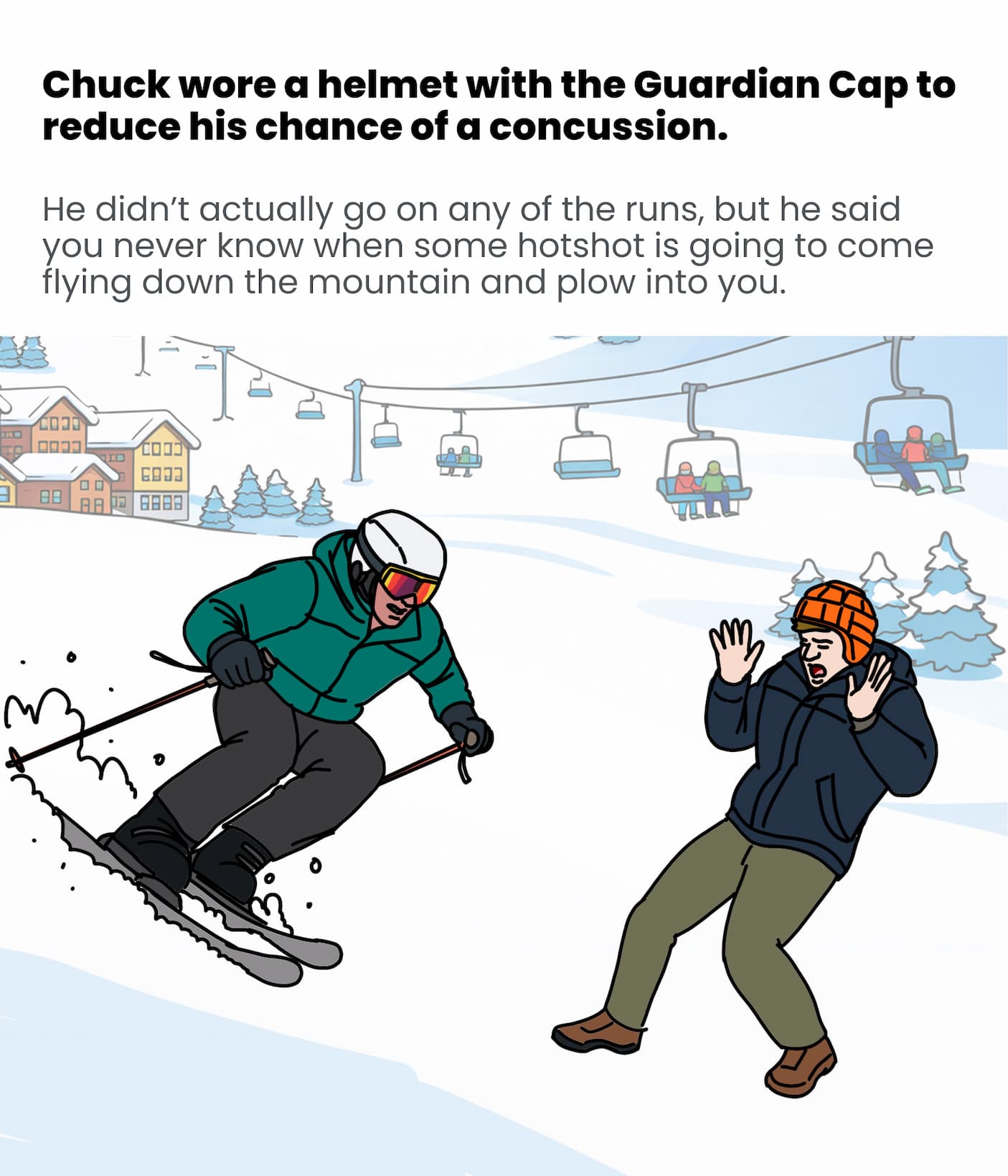 Chuck wore a Guardian Cap