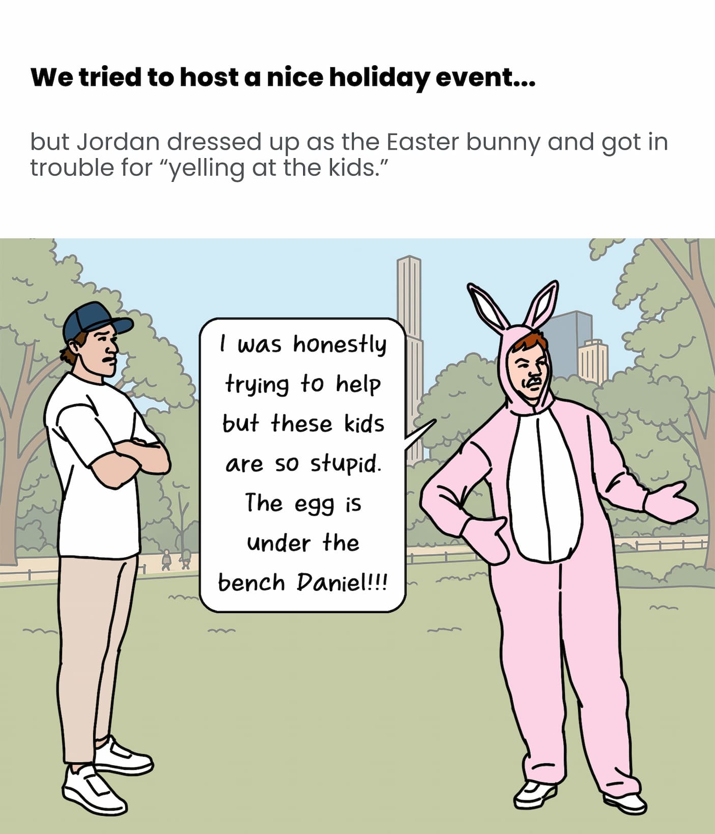 Jordan dressed up as the Easter bunny