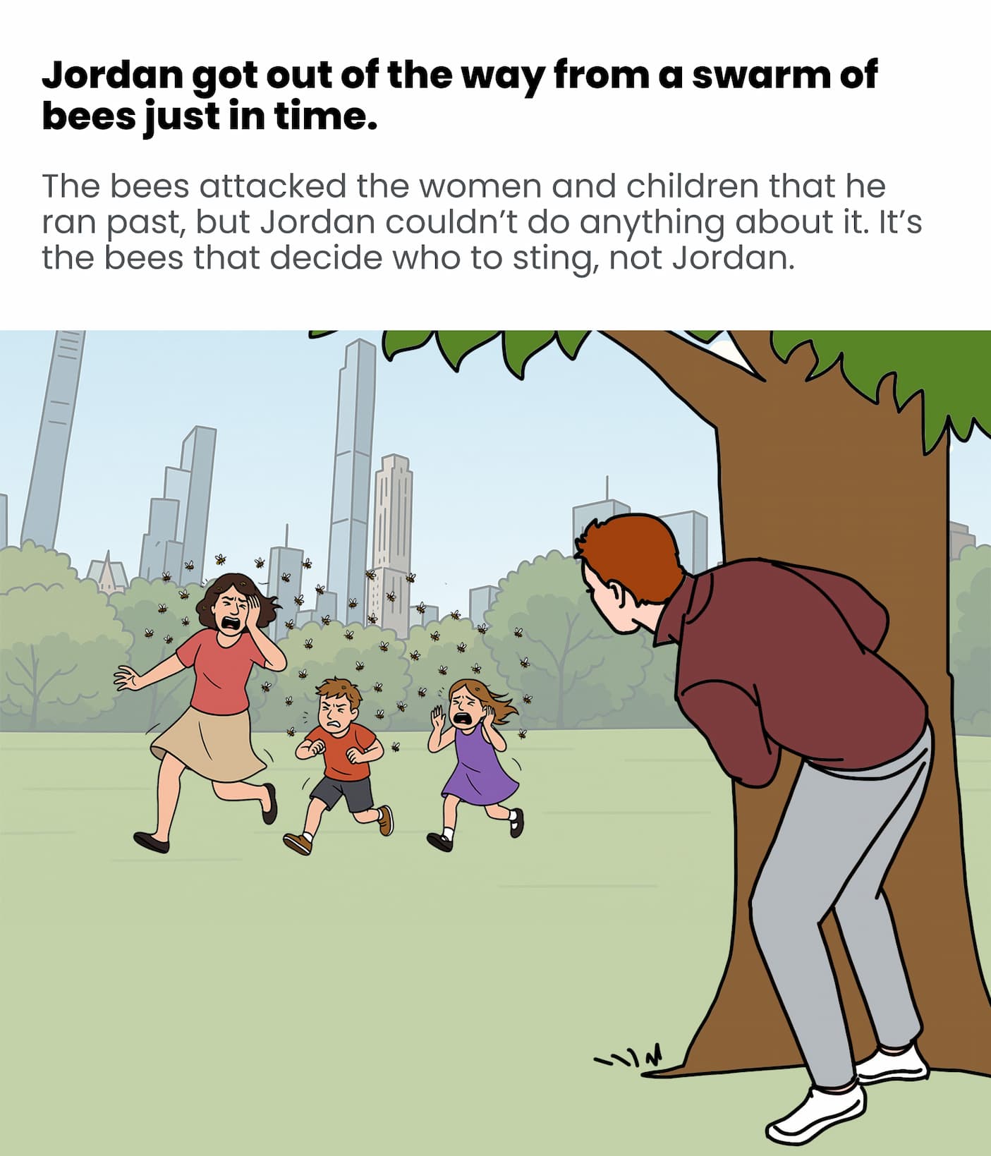 Jordan barely beat a swarm of bees