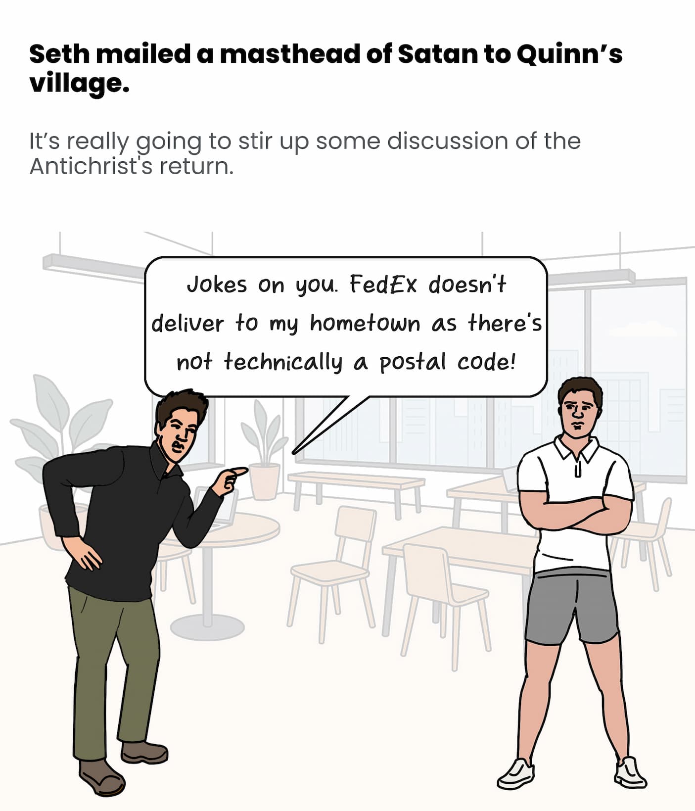 Seth sent some mail to Quinn's hometown