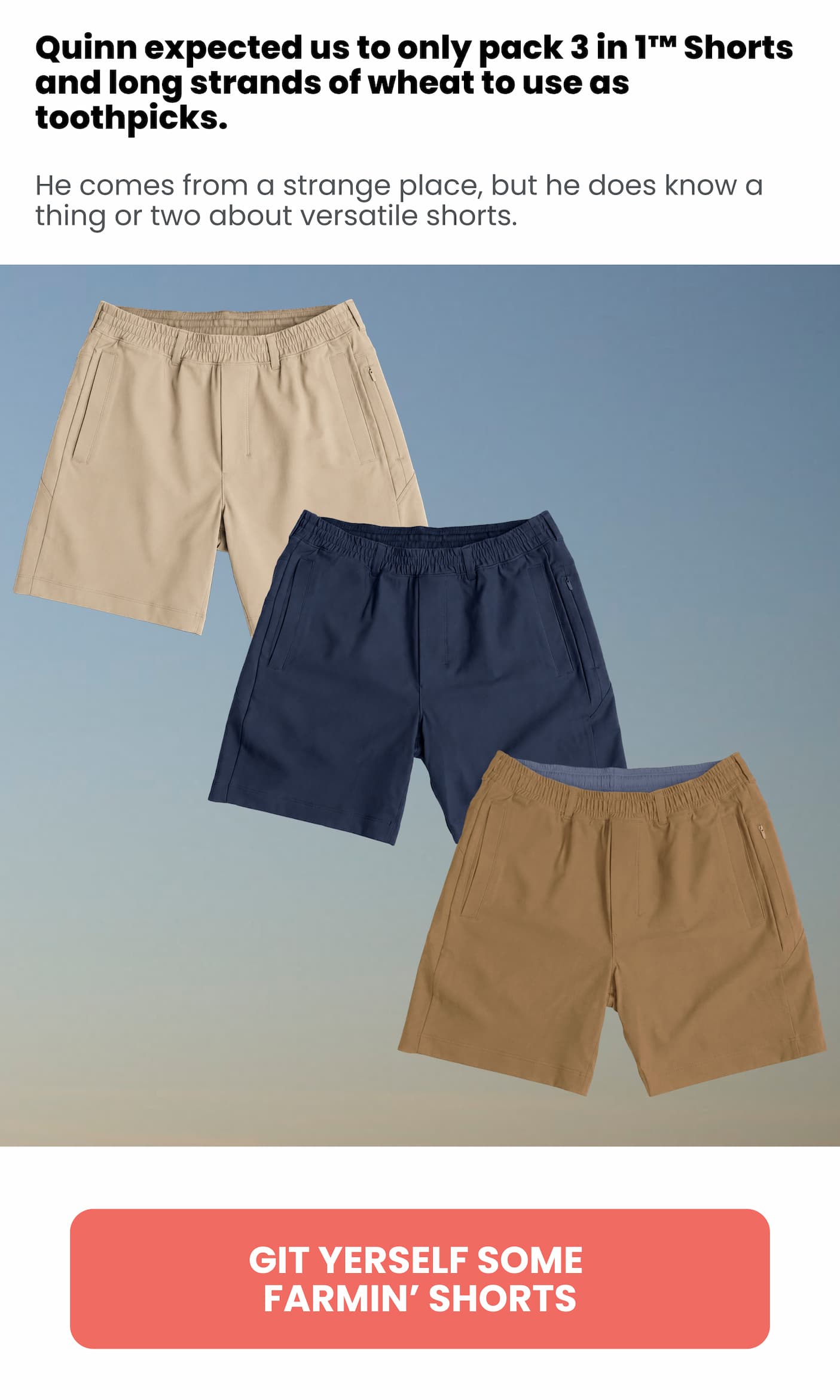 Git Yerself some farmin shorts
