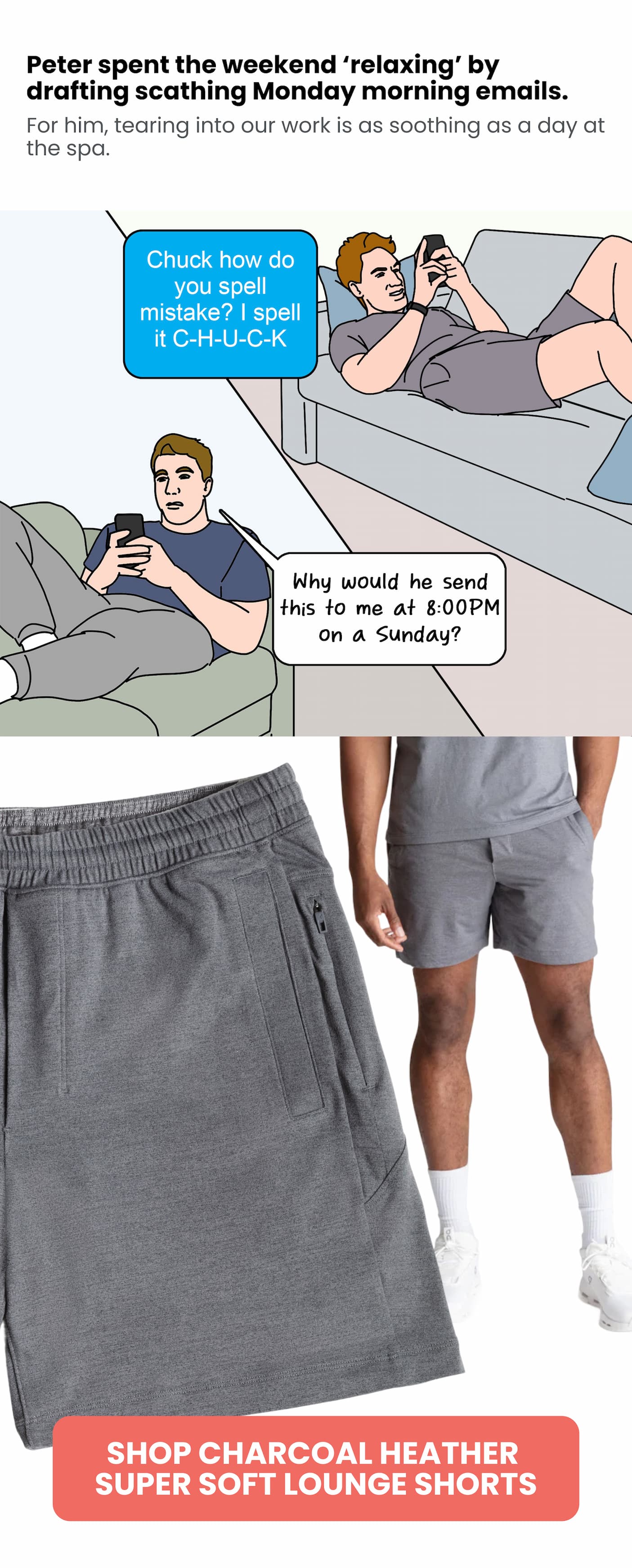 SHOP CHARCOAL HEATHER SUPER SOFT LOUNGE SHORTS