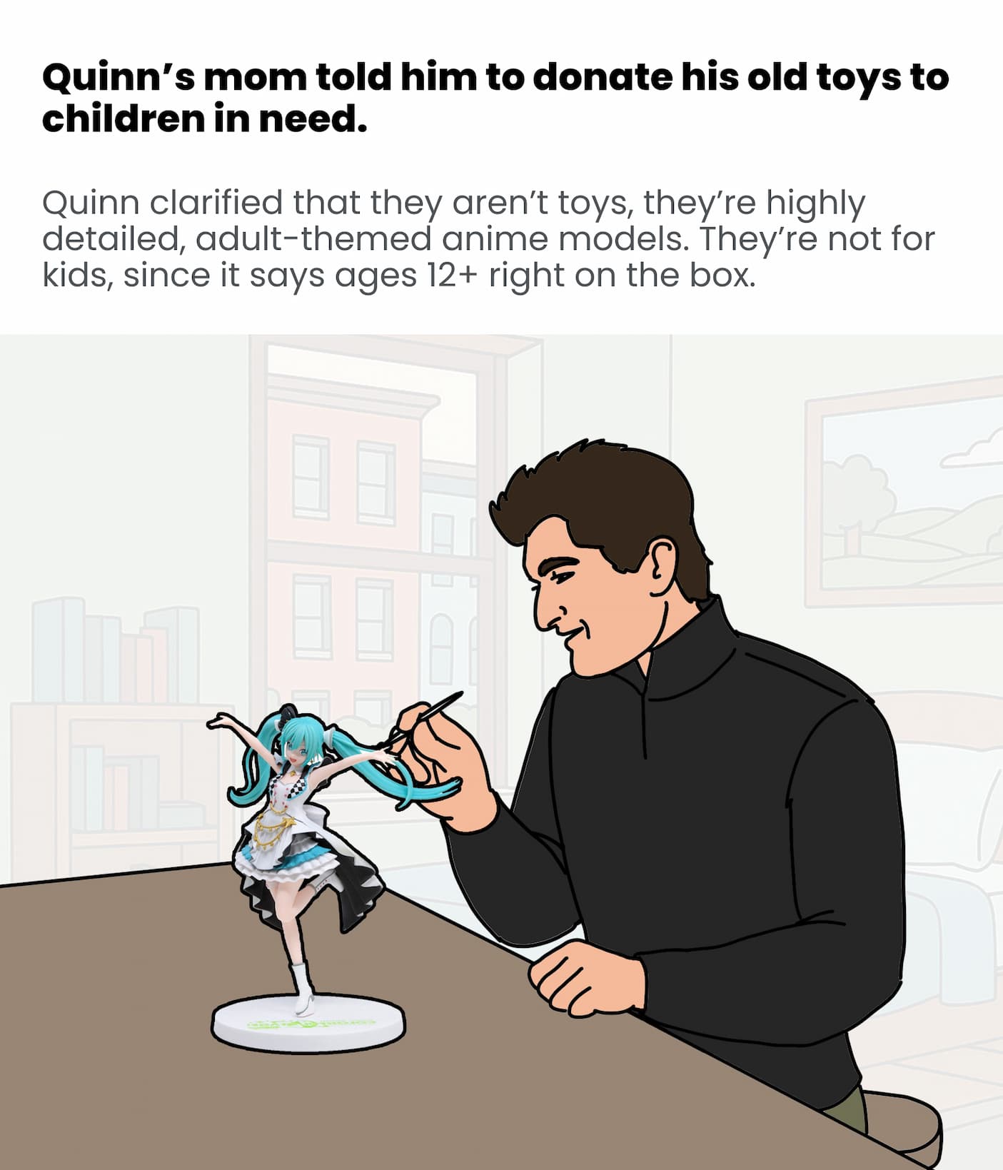 Quinn donated his old toys to charity