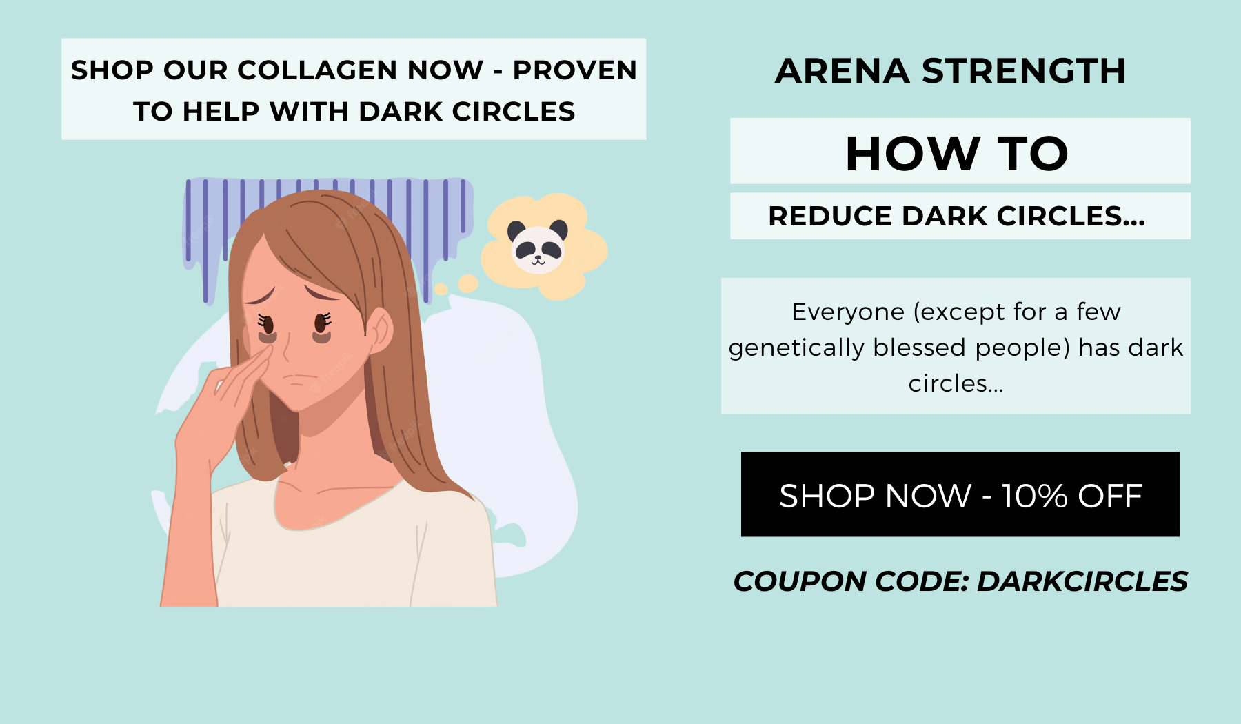 Arena Strength, got dark undereye circles? We can help! Arena Strength