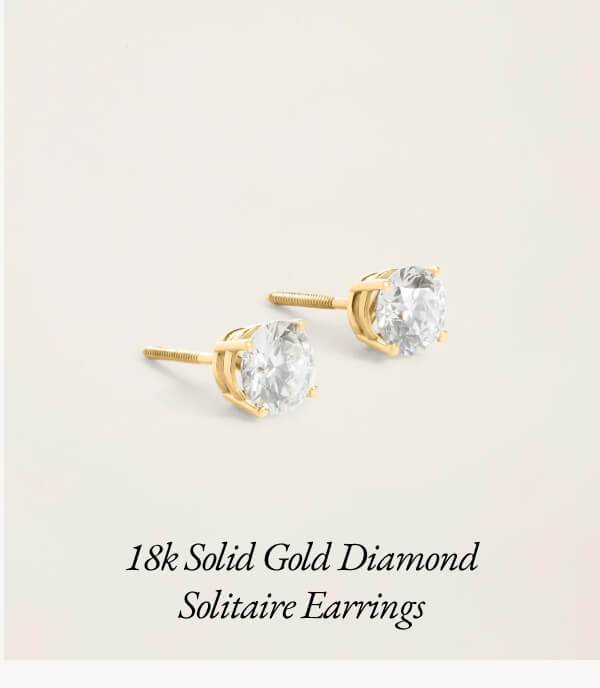 18k Solid Gold Diamond Solitaire Earrings