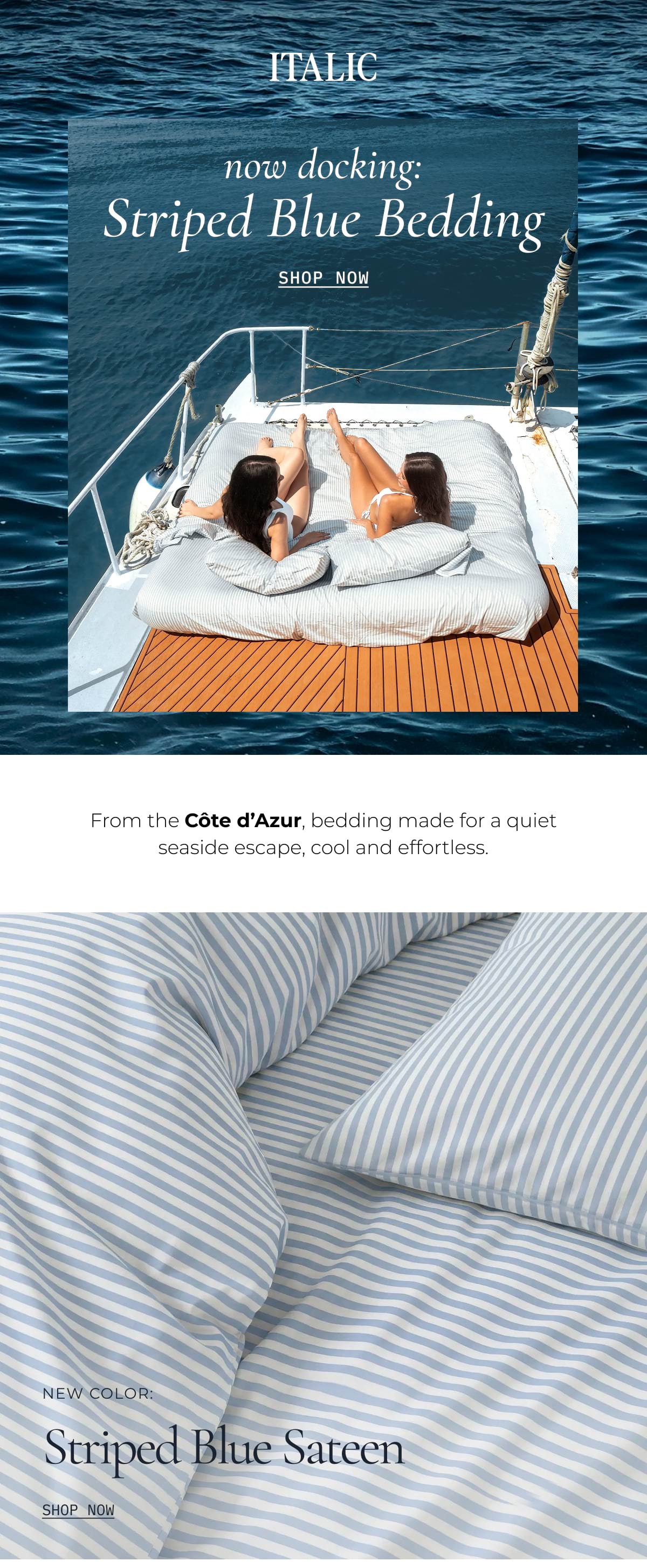 ITALIC | NEW: STRIPED BLUE BEDDING
