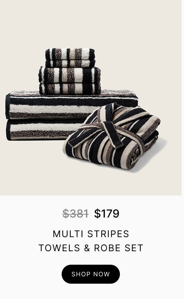 Multi Stripes Towel Robe Set