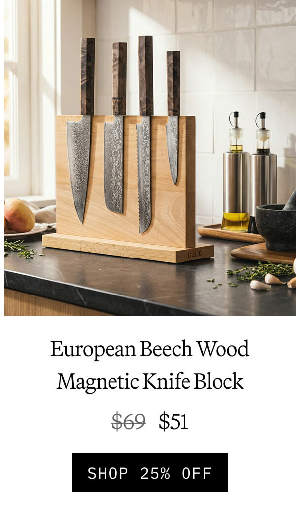 European Beech Wood Magnetic Knife Block