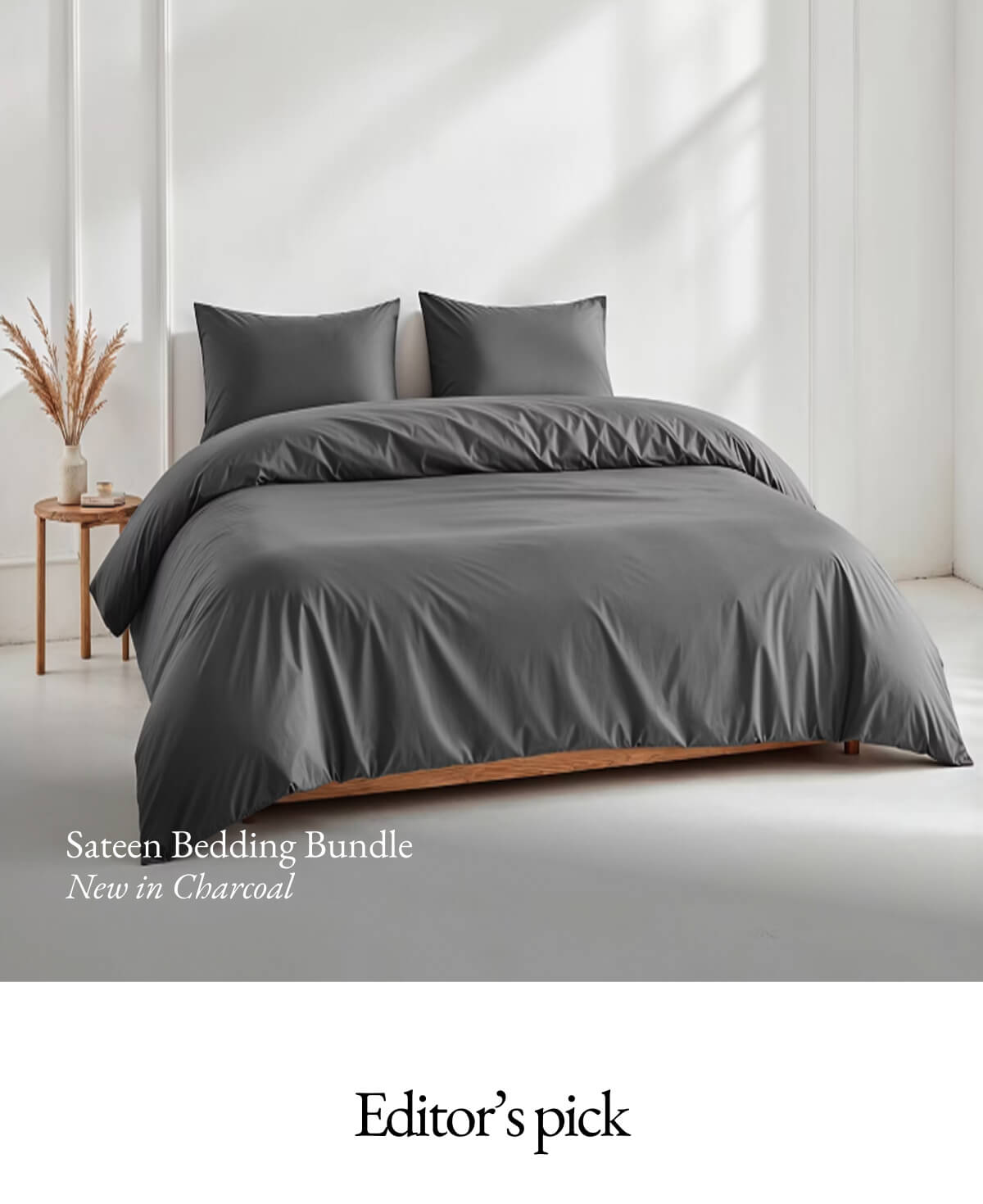 Sateen Bedding Bundle New in Charcoal Editor's pick