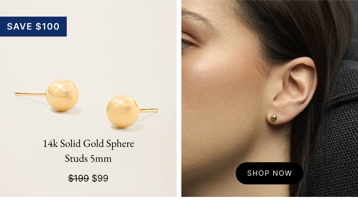 14k Solid Gold Sphere Studs 5mm