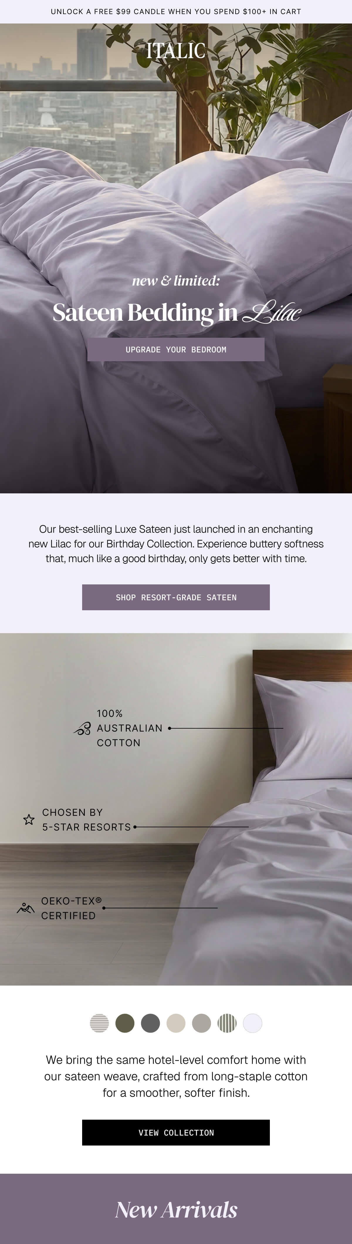 ITALIC | LUXE SATEEN BEDDING IN LILAC