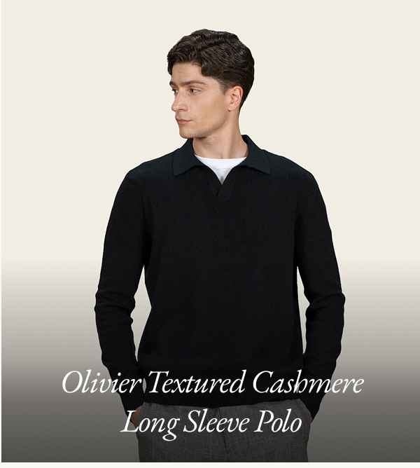 Olivier Textured Cashmere Long Sleeve Polo