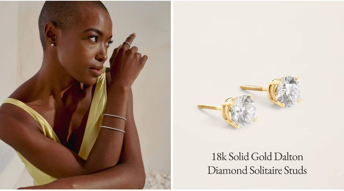 18k Solid Gold Diamond Solitaire Earrings