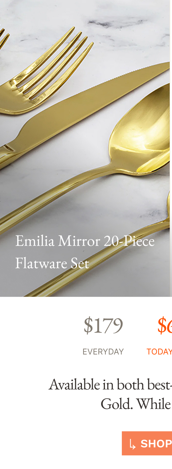 Emilia Mirror 20-Piece Flatware Set Gold 
