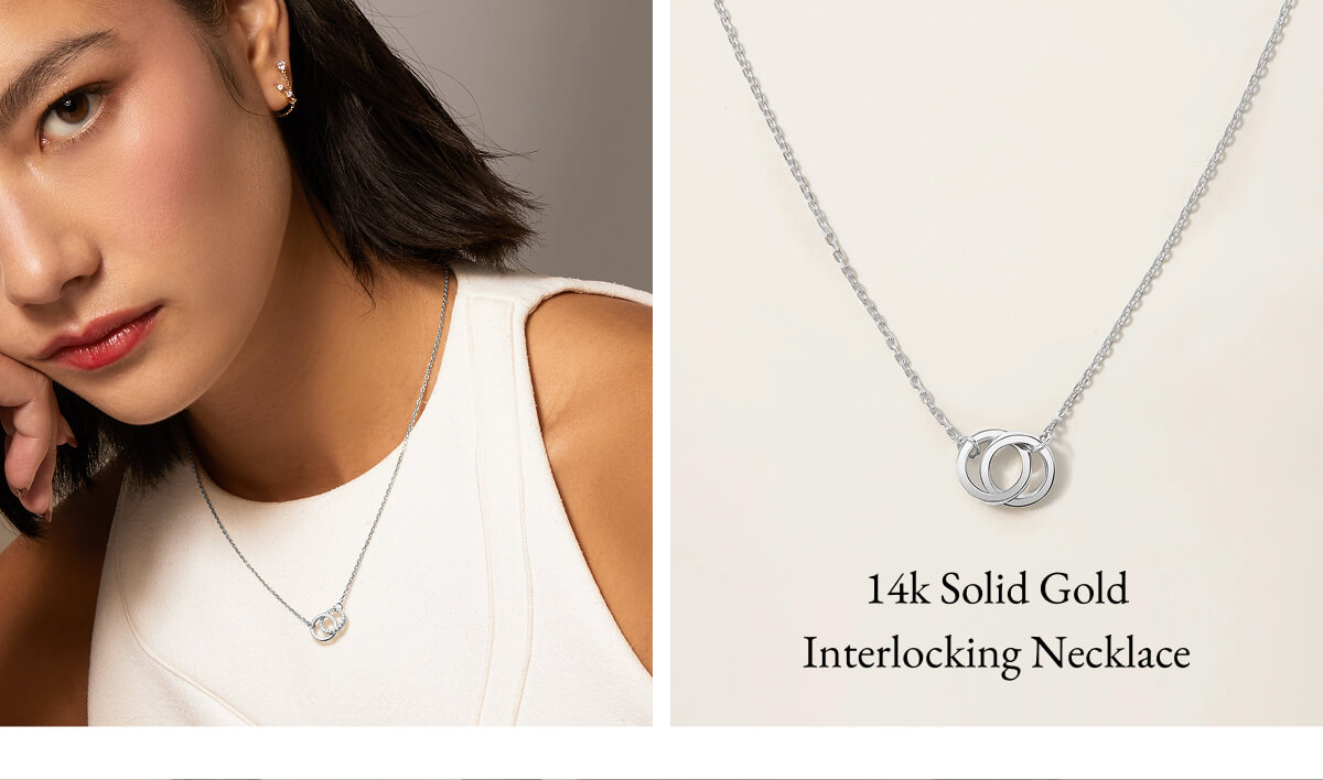 14k Solid Gold Interlocking Necklace