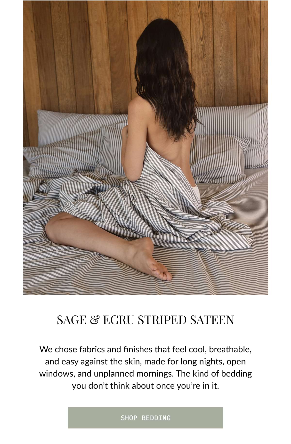 ITALIC | Sage and Ecru Stripped Sateen