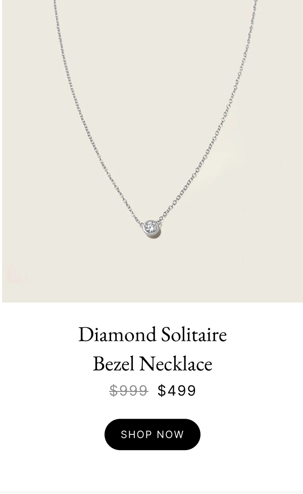 14k Solid Gold Diamond Solitaire Bezel Necklace