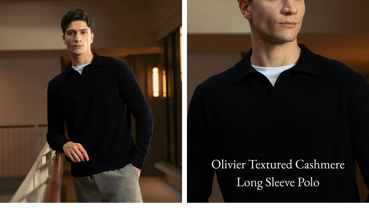 Olivier Textured Cashmere Long Sleeve Polo