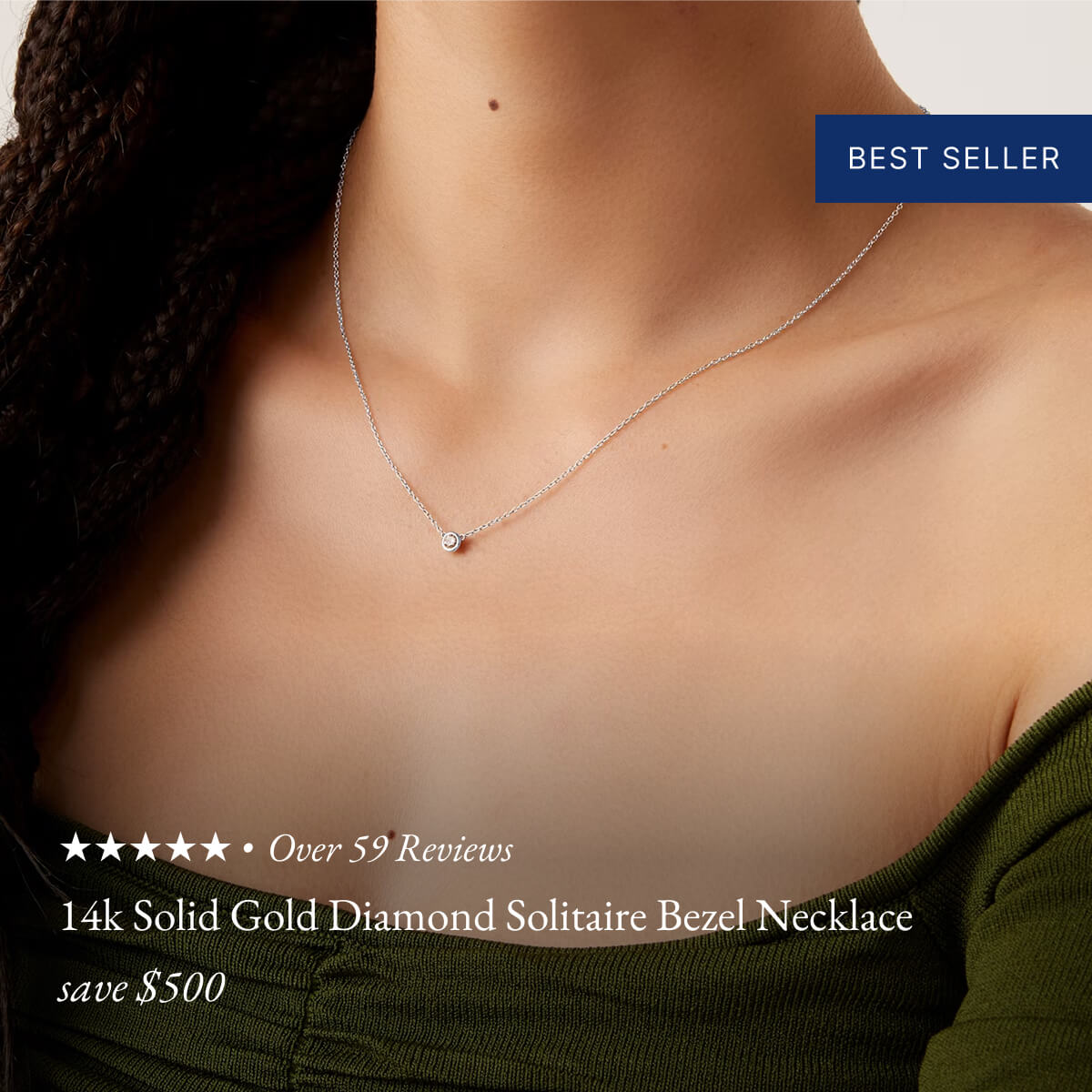 Over 59 Reviews 14k Solid Gold Diamond Solitaire Bezel Necklace save $500