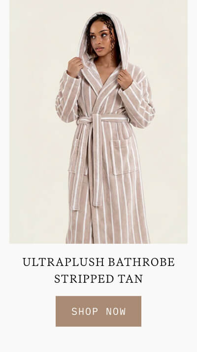 ULTRAPLUSH BATHROBE STRIPPED TAN