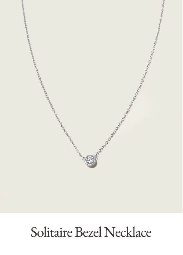 14k Solid Gold Diamond Solitaire Bezel Necklace