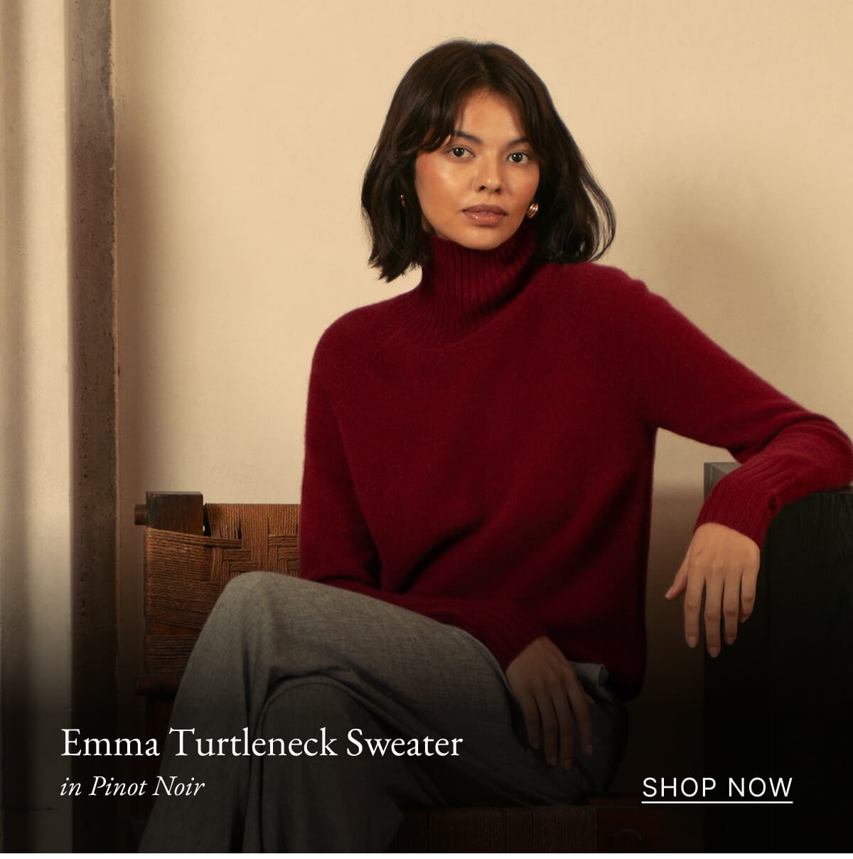 Emma Turtleneck Sweater in Pinot Noir SHOP NOW