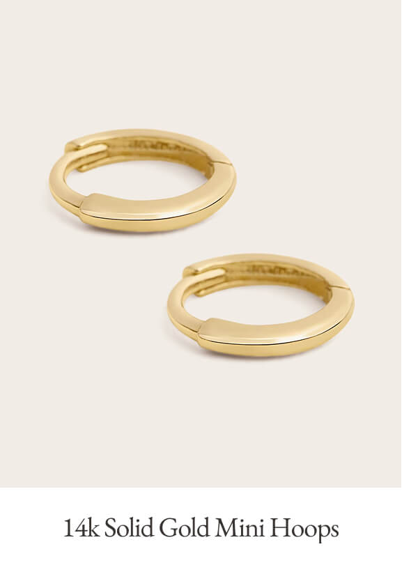 14k Solid Gold Mini Hoops