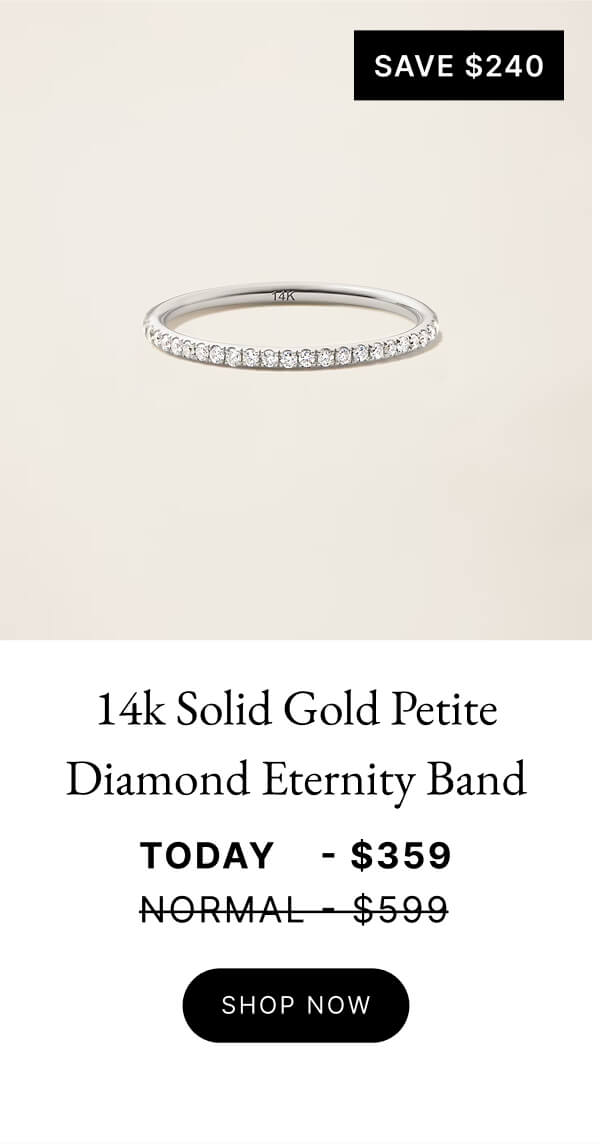 14k Solid Gold Petite Diamond Eternity Band