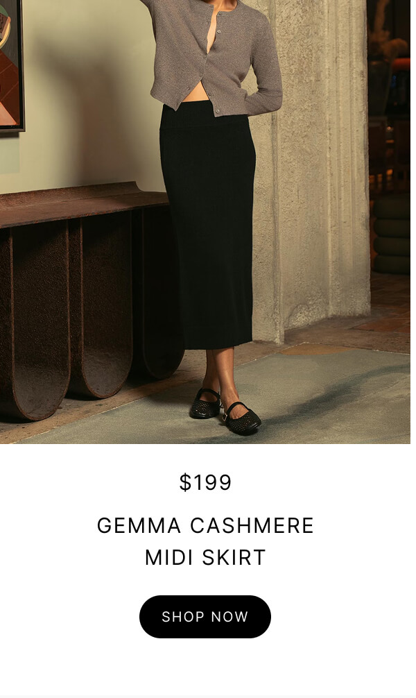 $199 GEMMA CASHMERE MIDI SKIRT
