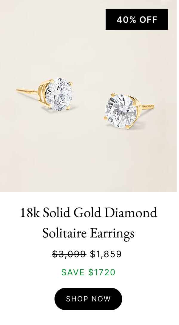 18k Solid Gold Diamond Solitaire Earrings