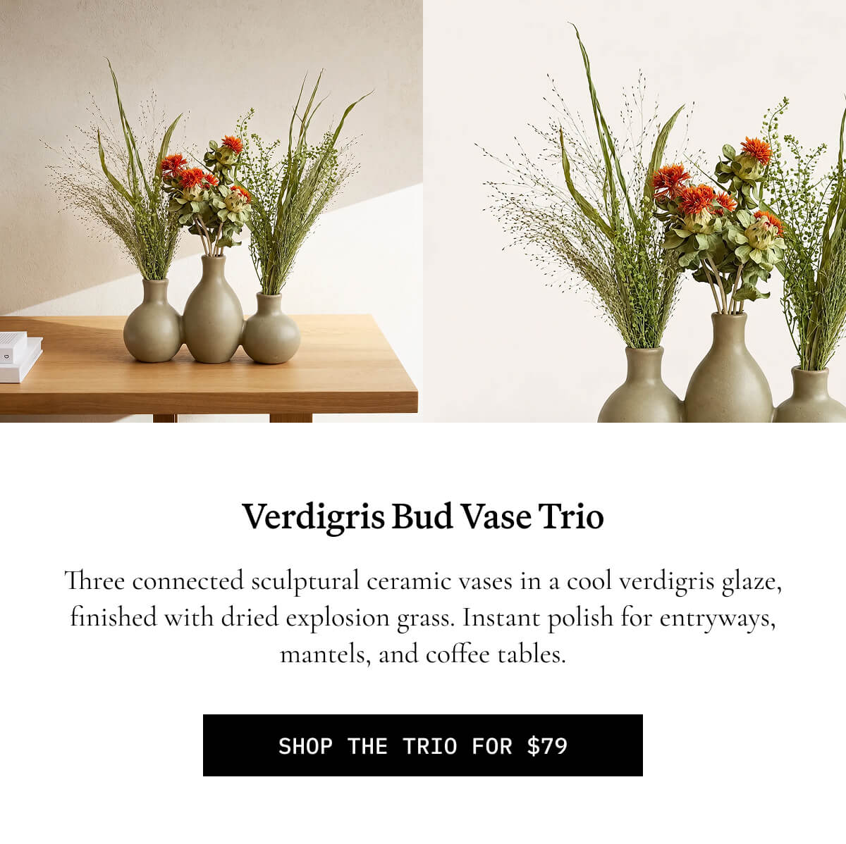 ITALIC | Verdigris Bud Vase Trio