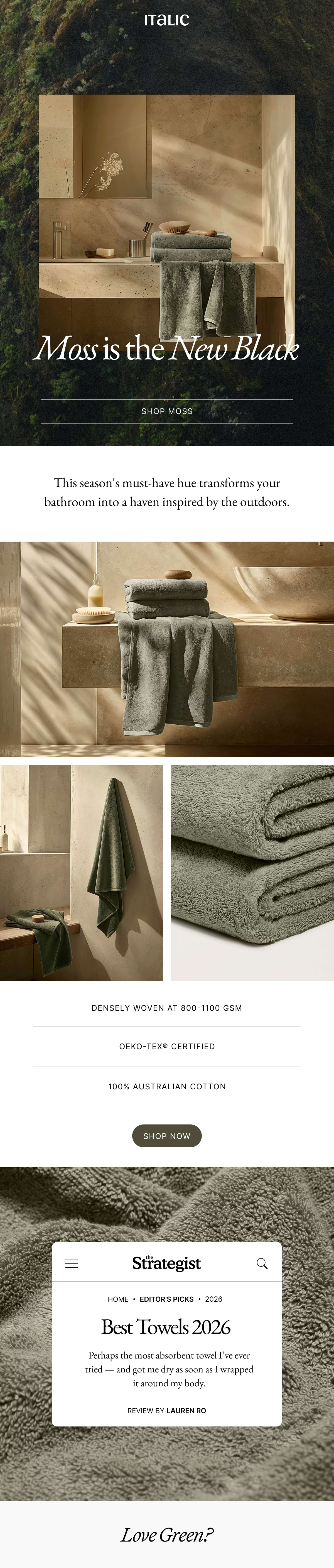 ITALIC | Moss Towel Trending