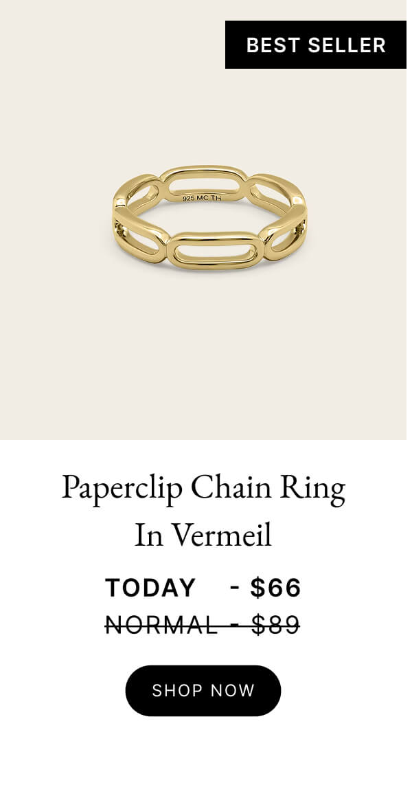 Paperclip Chain Ring In Vermeil