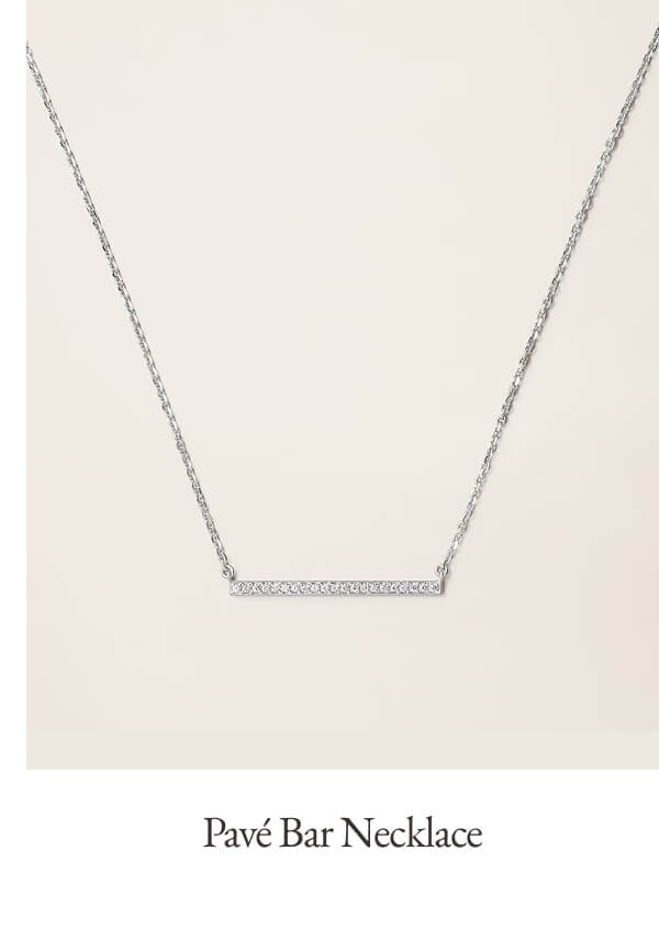 14k Solid Gold Diamond Pavé Bar Necklace