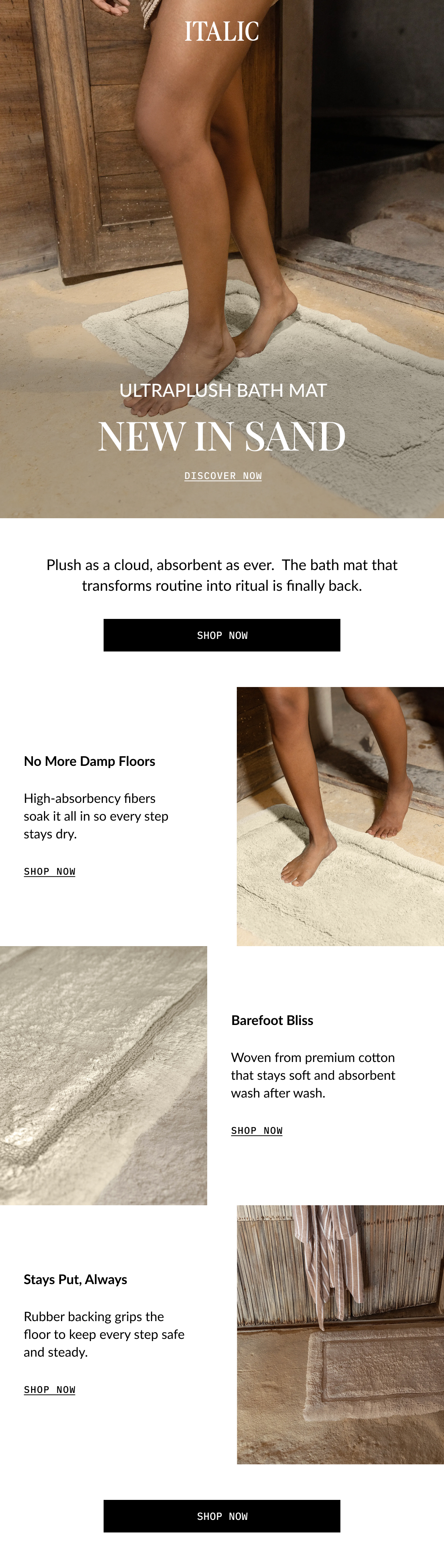 ITALIC | ULTRAPLUSH BATH MAT NEW IN SAND DISCOVER NOW