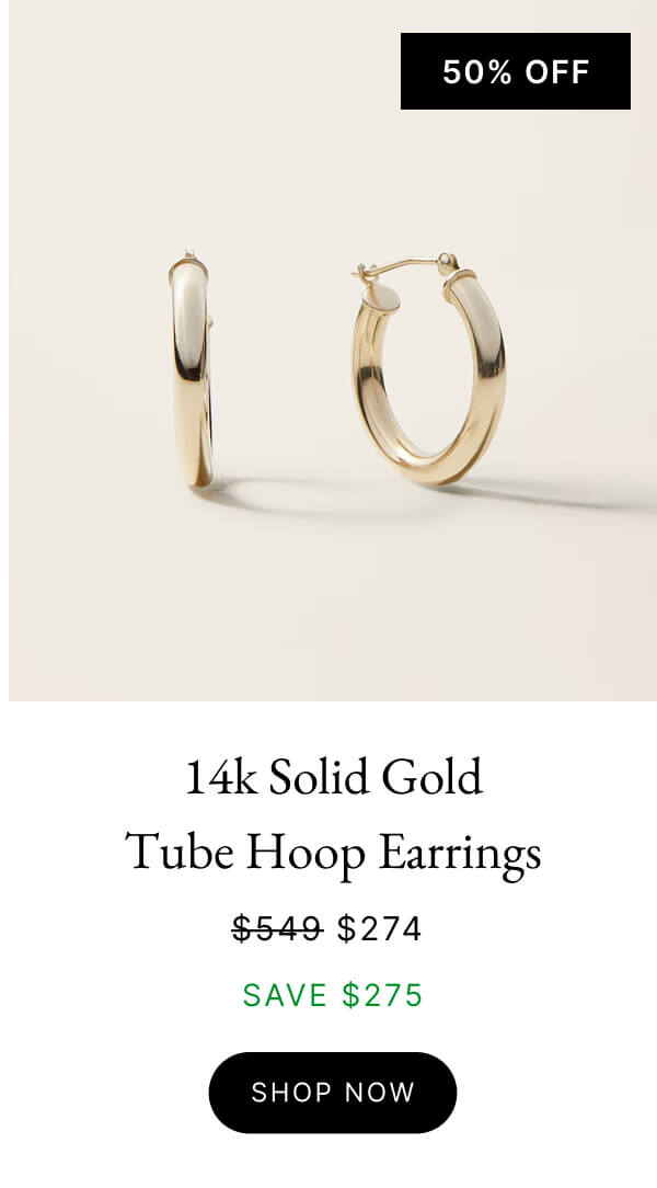 14k Solid Gold Tube Hoop Earrings
